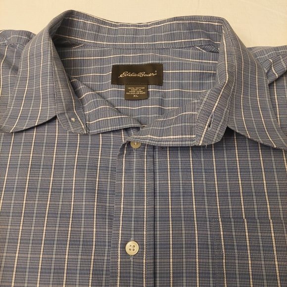 Eddie Bauer Blue White Plaid Button Up Long Sleeve Business Casual Size XLarge - Picture 5 of 10
